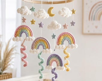 Crochet Rainbow Wind Spinner Baby Mobile Pattern | Boho Nursery Decor (PDF Download)