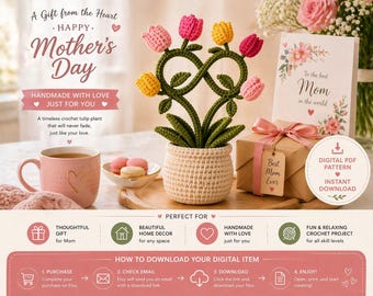 Crochet Infinity Tulip Plant Pattern | Realistic Amigurumi Flower Pot (PDF Download)