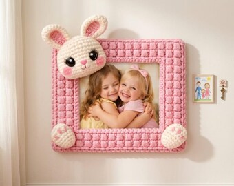 Crochet Bunny Photo Frame Pattern | Amigurumi Plush Chenille Picture Frame (PDF Download)