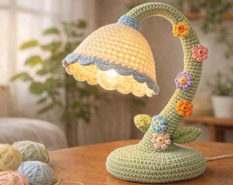 Crochet Floral Lamp Cover Pattern  | Cozy Handmade Table Lamp Design | Instant Download