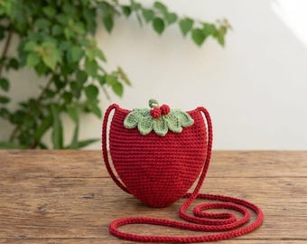 Crochet Strawberry Purse Pattern – Textured Crossbody Bag DIY (PDF Download)