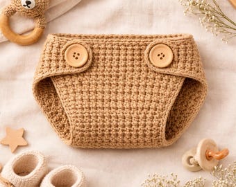 Crochet Diaper Cover Pattern | Beginner-Friendly, Seamless Fit (0-3 Months) (PDF Download)