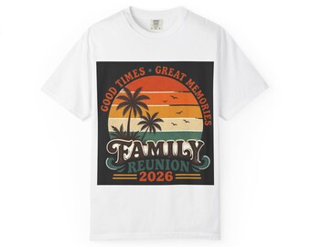 Family Reunion 2026 T-Shirt | Palm Tree Sunset Retro Design