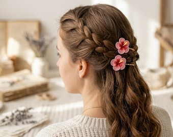 Crochet Hibiscus Flower Hair Pin Pattern | Tropical Hair Clip Accessory (PDF Download)