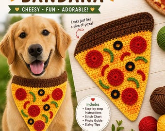 Crochet Pizza Dog Bandana Pattern – Beginner Friendly DIY Pet Accessory (Digital Download)