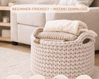 Chunky Crochet Basket Pattern | Beginner Friendly Storage PDF (Instant Download)