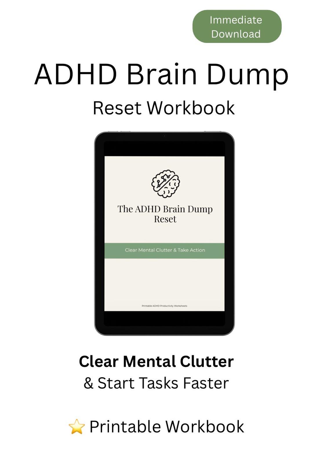 ADHD Brain Dump Worksheets Printable | Overwhelm Reset | Productivity ...