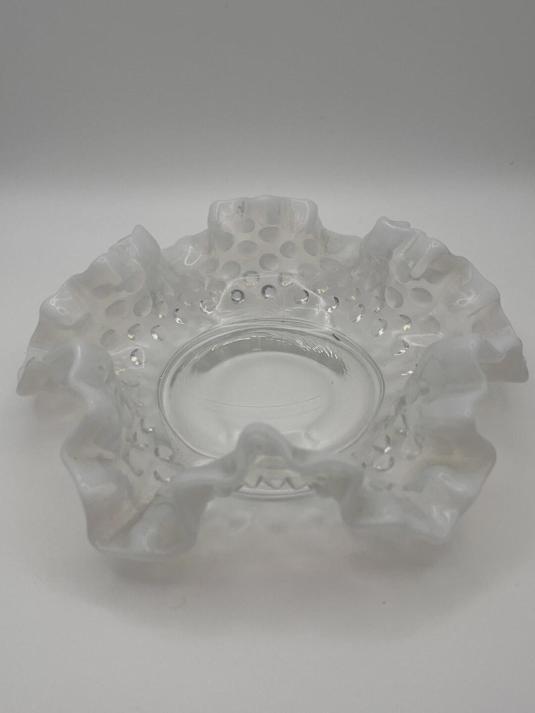 Vintage Fenton Hobnail Milk Glass Candy Dish White Opalescent Wedding ...