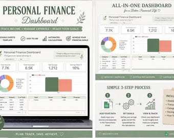 Personal Finance Dashboard Google Sheets Budget Planner (Digital Download)