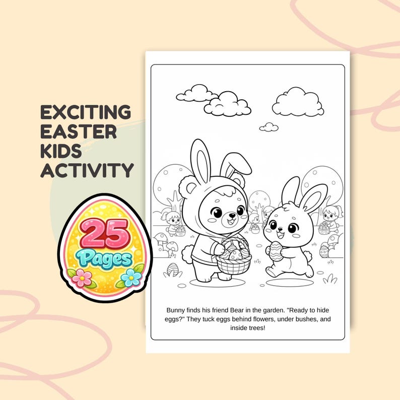Easter Coloring Pages for Kids, Chibi Easter Coloring Book Story ...