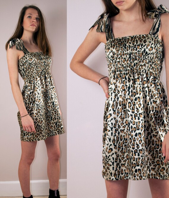 satin animal print dress