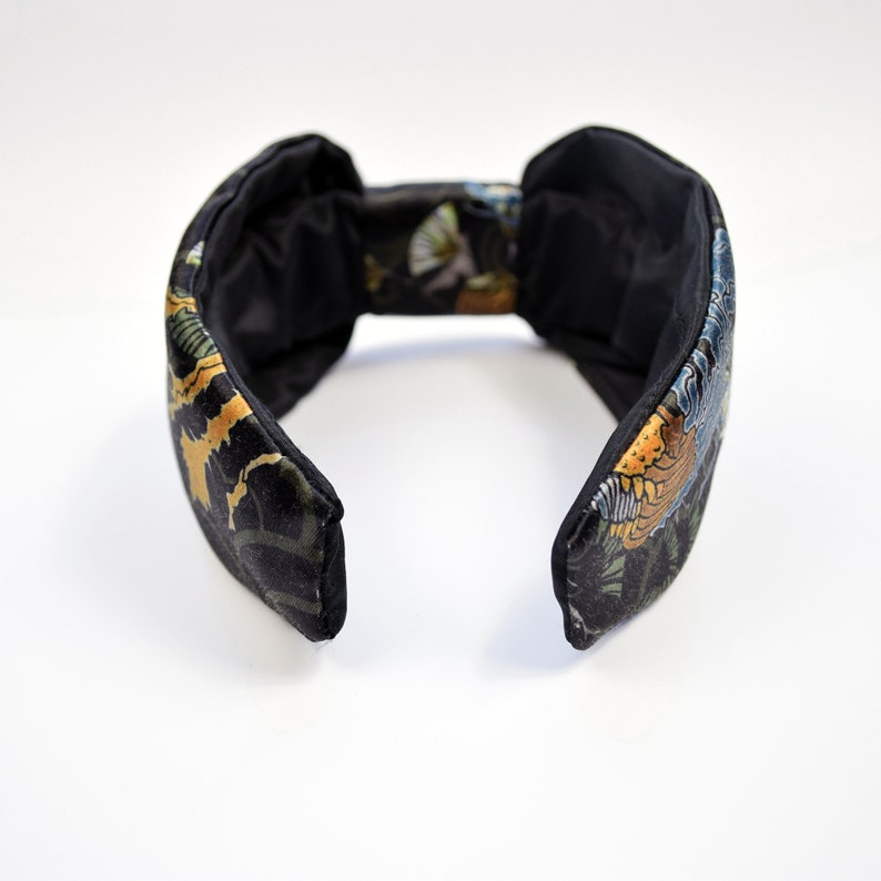 Satin Headband Chinoiserie Chinese Print Headband Wide Knot Etsy