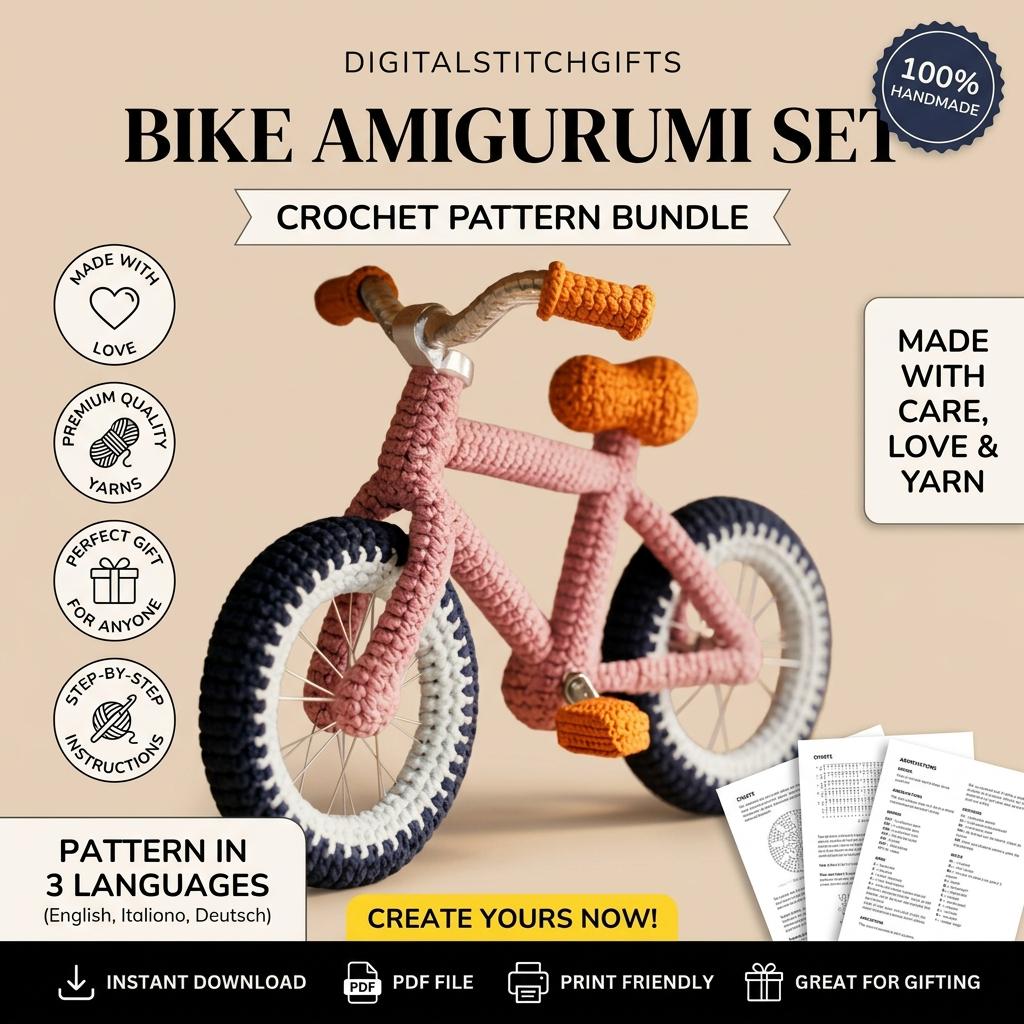 30 Bicycle Crochet Patterns for Bikes, Decor, Gifts, and Cozy Home Projects 10 Mini Crochet Bicycle Amigurumi Pattern