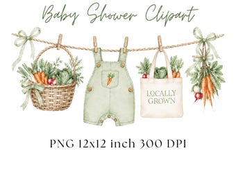 Lokaal gekweekte babyshower clipart, aquarel jongenswaslijn, png, boerenmarkt