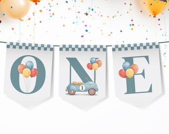 First Lap Highchair Banner, 1st Birthday Highchair Bunting, 1st Birthday Printable Banner, First Lap of the Track, Editable Download