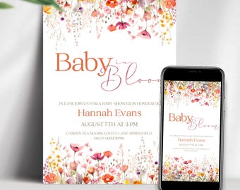 Baby in Bloom Shower Invitation, Baby in Bloom Shower, Wildflower Baby Shower, Printable Baby in Bloom Baby Shower Invite, Digital Invite