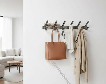 Schwarznuss Schlüsselhalter Wandhalterung | Hölzern Flip Haken Rack, kein Bohrer Eingangs-Organisator für Schlüssel, Taschen & Mäntel, minimalistische Wohnkultur