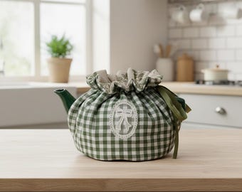 Knitted Tea Cosy Teapot Cover, Fabric Tea Pot Warmer, Cottagecore Kitchen Decor, Cute Gift for Tea Lovers, Kitchen Table Decor