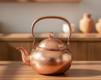 Vintage Copper Teapot with Lid, Handmade Tea Kettle, Turkish Coffee Pot, Stovetop Kettle, Rustic Teaware, Tea Lover Gift