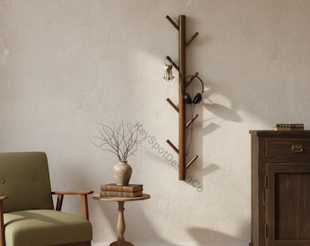 Rustikale Holzgarderobe Wandhalterung mit 8 Haken | Ast Style Hakenleiste | Einstiegsorganizer für Schlüssel, Hüte, Taschen | Handgemachte Holz Kleiderbügel