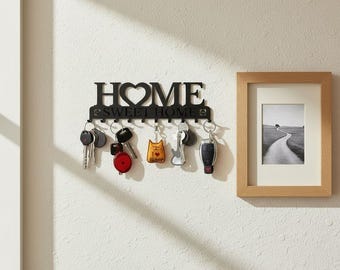 Sweet Home Metall Schlüsselhalter, Rustikaler Edelstahl Wandhalter