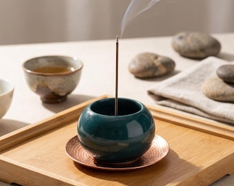 Ceramic Incense Holder, Floral Stick Incense Burner, Mini Ash Catcher, Zen Tea Ceremony Decor, Meditation Home Accent, Small Ceramic Burner