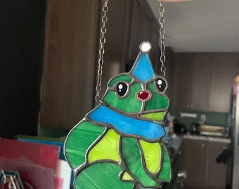 Rana payaso de vidrio de colores hecha a mano