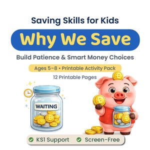 Kinder speichern Fähigkeiten Printable | Geld Arbeitsblätter für Alter 5-8 (PDF Download)