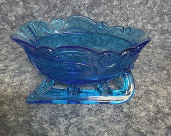 Westmoreland Glass Cobalt Blue Sleigh Candy Dish/Bowl - No Santa Lid