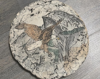 Shapes of Clay Stan Langtwait Endangered Species Bald Eagle Plaque vintage