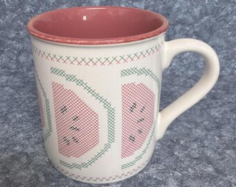 Vintage Stitchin' Time Collection Mount Clemens Pottery Watermelon Coffee Mug