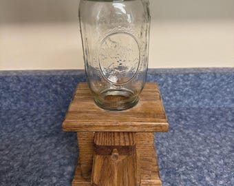 Vintage Wood Gumball Machine Candy Dispenser w/ Ball Mason Jar Farmhouse