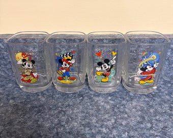 McDonald's Disney Mickey Mouse Collectible Drinking Glass Tumblers Set