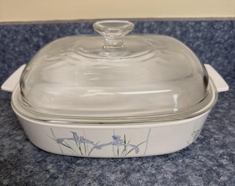 Corning SHADOW IRIS 2.5 Quart Square Casserole w/ Pyrex Lid, A-10-B, A-12-C