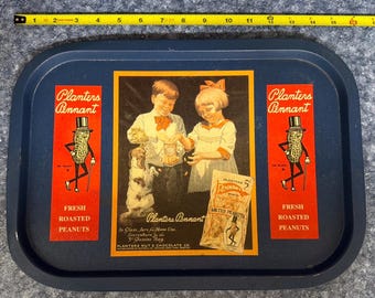 Vintage PLANTERS PENNANT Roasted Peanuts Tray, Metal, Mr. Peanut Advertising