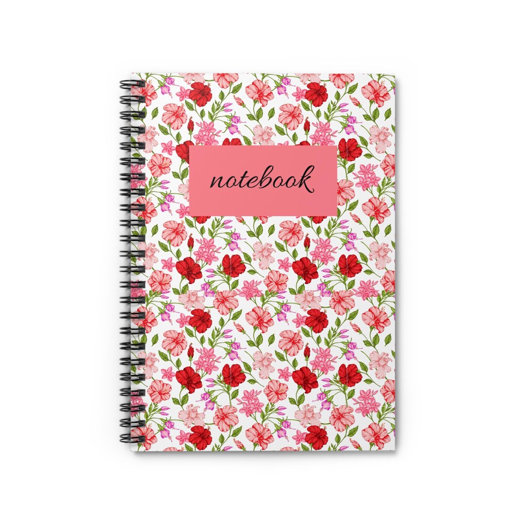 Pink Floral Pattern Notebook | Spiral Ruled Notebook - Etsy