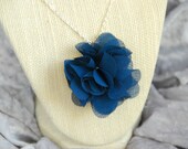 Charming Navy Blue Fabric Flower Pendant