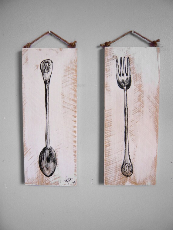 Items similar to Fork and Spoon Paintings on Etsy