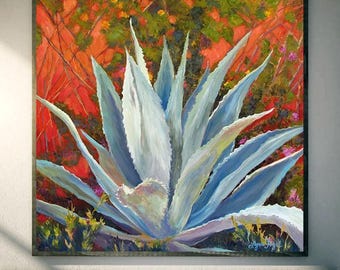 Agave Succulent Art Print, Gallery Wrap Canvas, Botanical Wall Decor