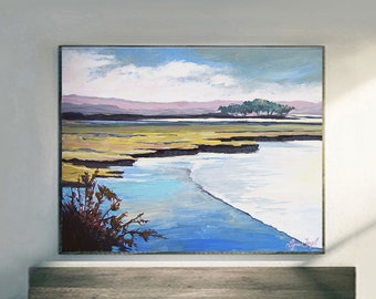 Carpinteria Salt Marsh prints on fine art paper, gallery wrap canvas and gallery wrap canvas in float frame, Carpinteria art, landscape art