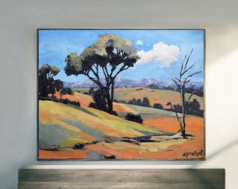 Oak Tree landscape prints on fine art paper, gallery wrap canvas and gallery wrap canvas in float frame, Santa Ynez Valley landscape prints