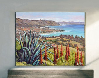 Landscape print on fine art paper and gallery wrap canvas framed or unframed, Goleta the Goodland art, Santa Barbara coastal art, ocean art