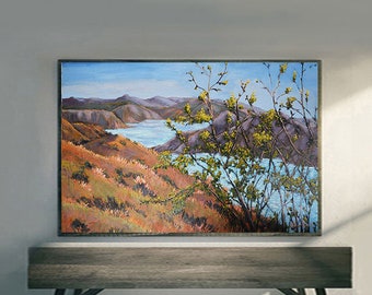 Lake Casitas prints on fine art paper, gallery wrap canvas and gallery wrap canvas in float frame, Ojai art prints, Lake house decor prints