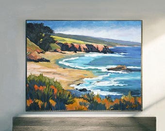 Monterey Coast Painting Print, California Coastal Wall Art