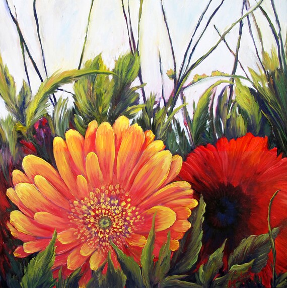 Daisy Wall Art Printdaisies Painting In Printsflower Etsy