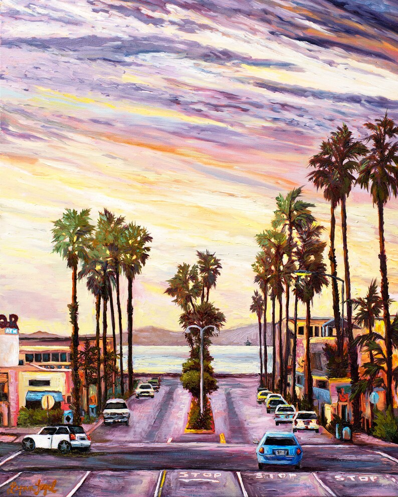 Ventura Art Cityscape of Ventura California Palm Trees Etsy