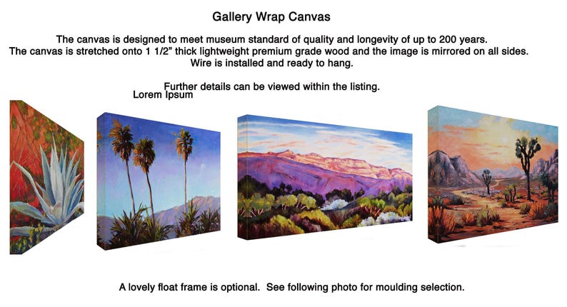 Sonoran Desert Art Print, Saguaro Cactus, Gallery Wrap Canvas image 7