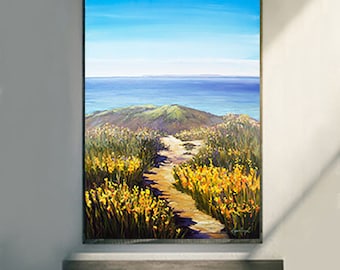 Landscape prints on fine art paper, gallery wrap canvas and gallery wrap canvas in float frame, landscape, Arroyo Verde, Ocean view