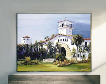 Santa Barbara Courthouse prints on fine art paper, gallery wrap canvas and gallery wrap canvas in float frame, Courthouse of Santa Barbara