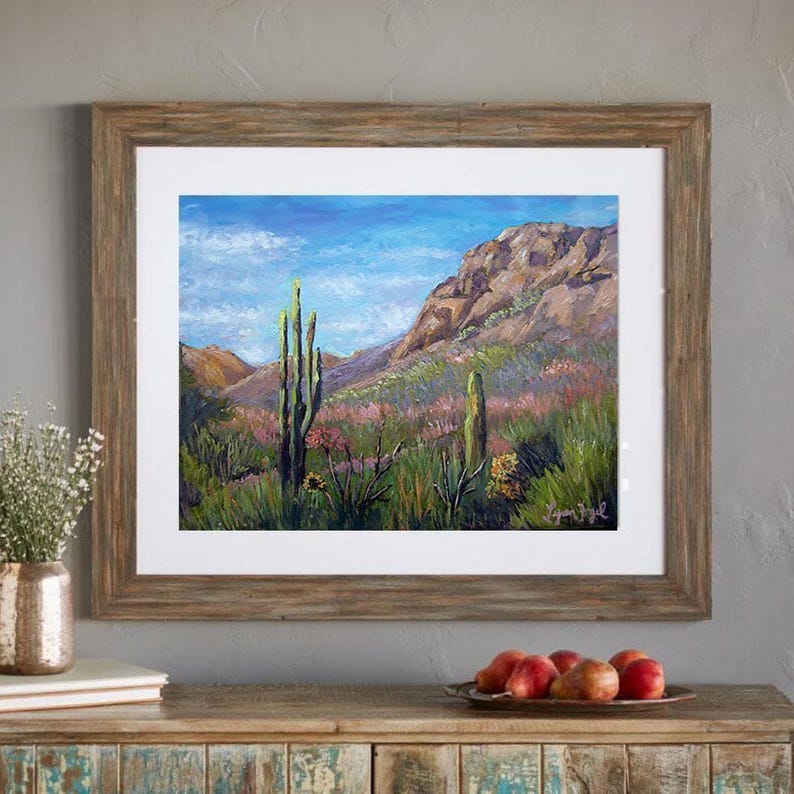 Sonoran Desert Art Print, Saguaro Cactus, Gallery Wrap Canvas image 5